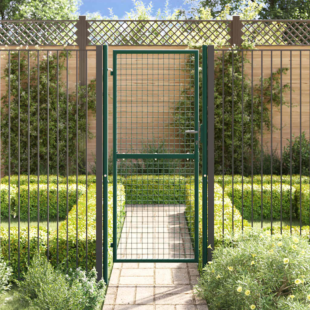 Cancello per Recinzione in Acciaio 100x200 cm Verde | homemem39