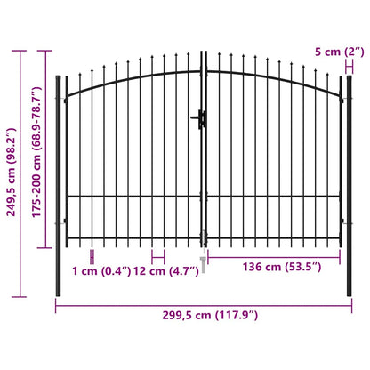 Cancello per recinzione Woerden Doppia porta con punta superiore 299,5x249,5 cm | homemem39
