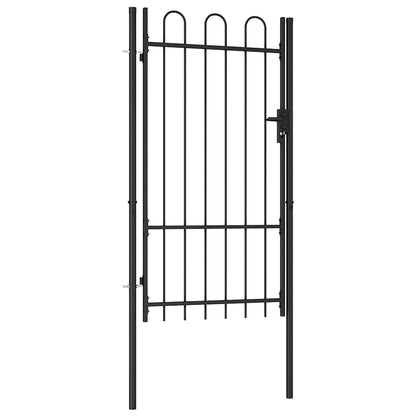 Cancello per recinzione BOXTEL porta singola con parte superiore ad arco in acciaio 1x1,75 m Nero | homemem39
