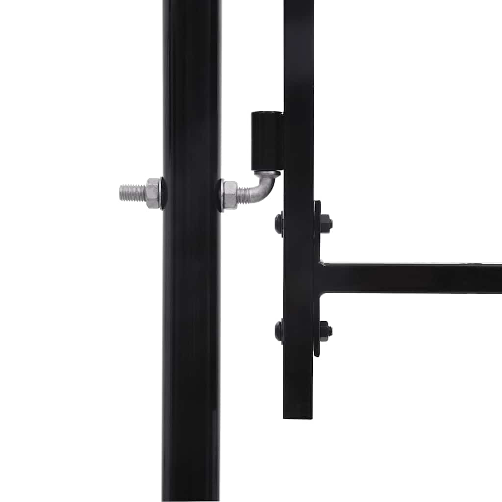 Cancello per recinzione BOXTEL porta singola con parte superiore ad arco in acciaio 1x1,75 m Nero | homemem39