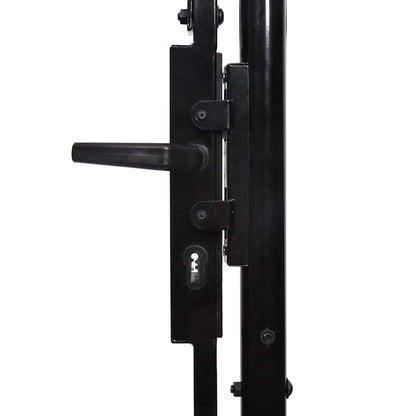 Cancello per recinzione BOXTEL porta singola con parte superiore ad arco in acciaio 1x1,75 m Nero | homemem39