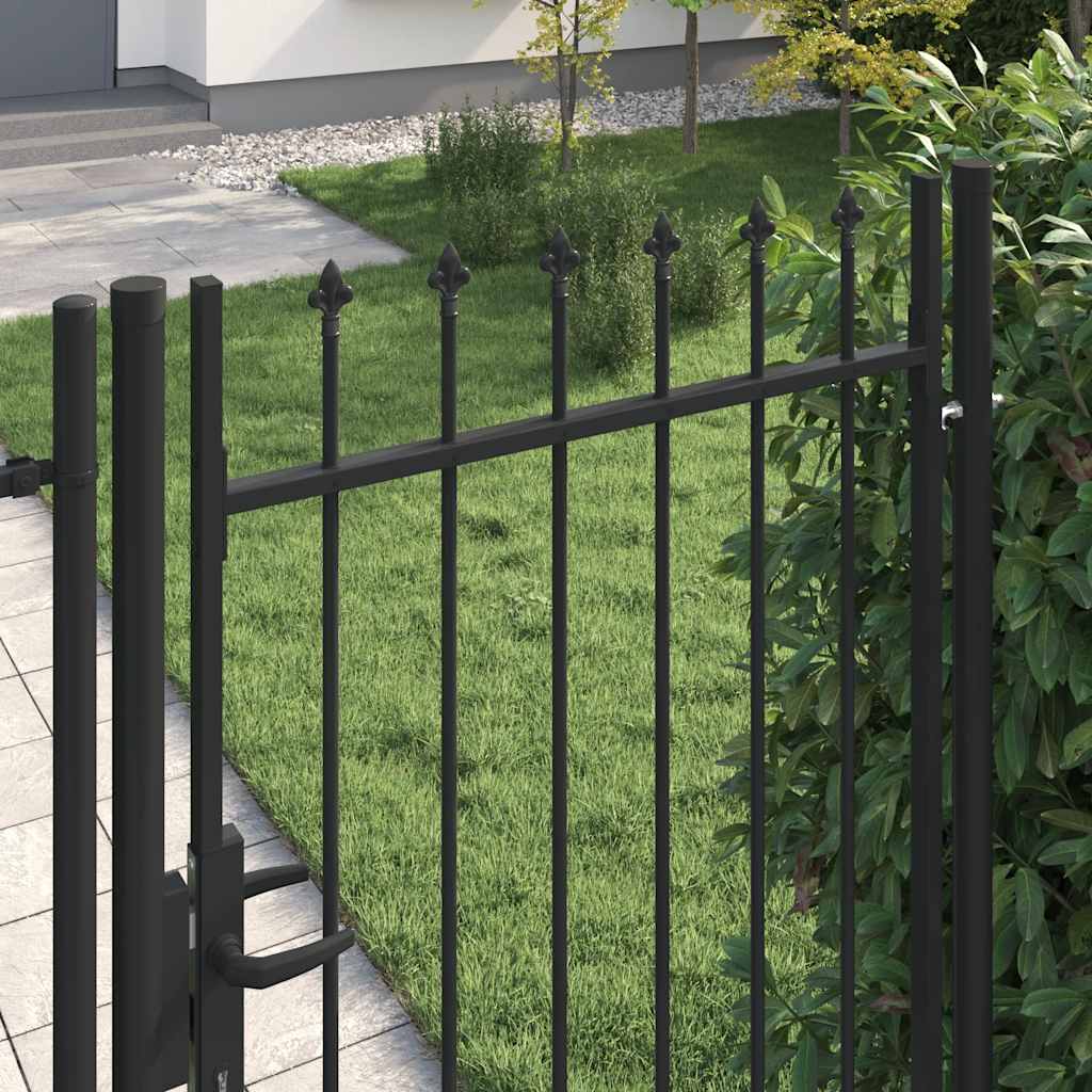 Cancello per recinzione BOXTEL porta singola con punta in acciaio 1x1,75 m Nero | homemem39