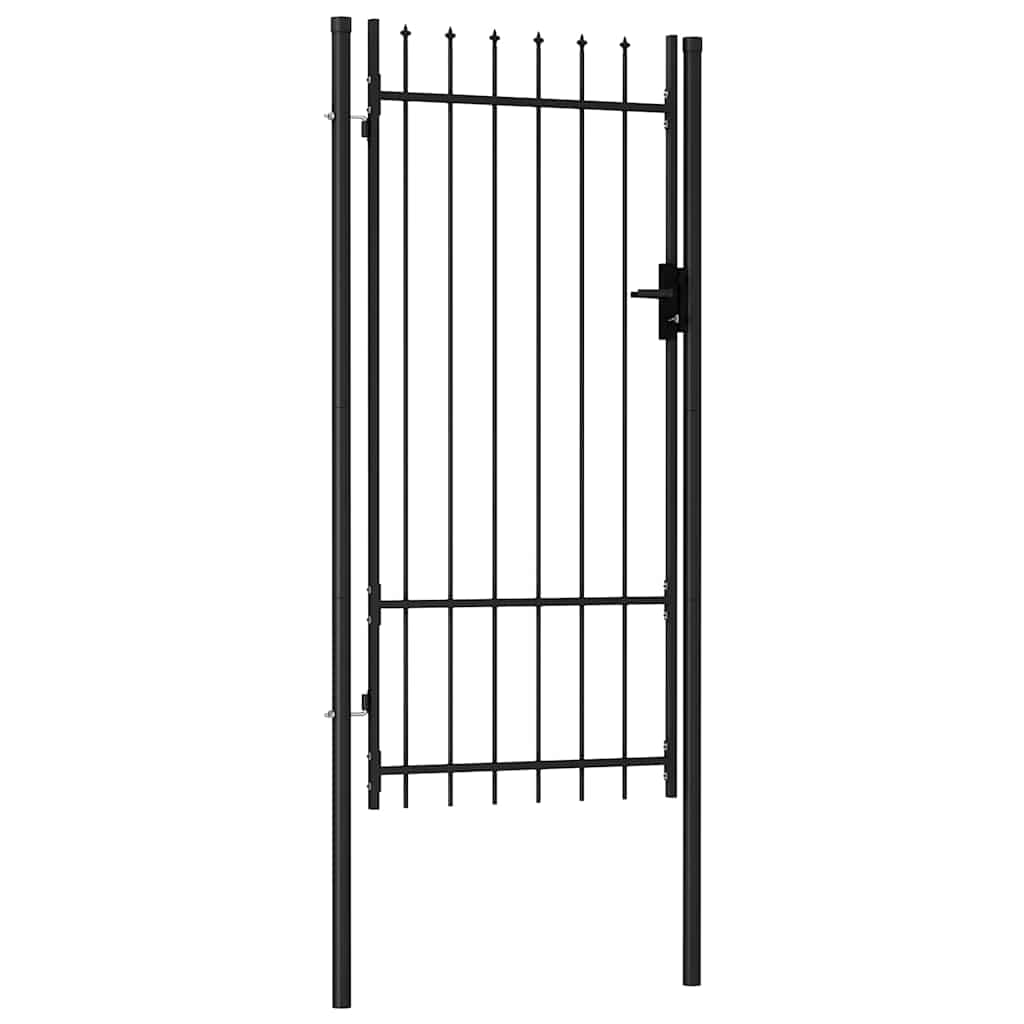 Cancello per recinzione BOXTEL porta singola con punta in acciaio 1x2 m Nero | homemem39