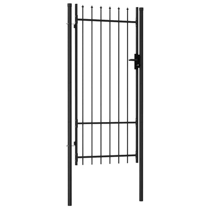 Cancello per recinzione BOXTEL porta singola con punta in acciaio 1x2 m Nero | homemem39