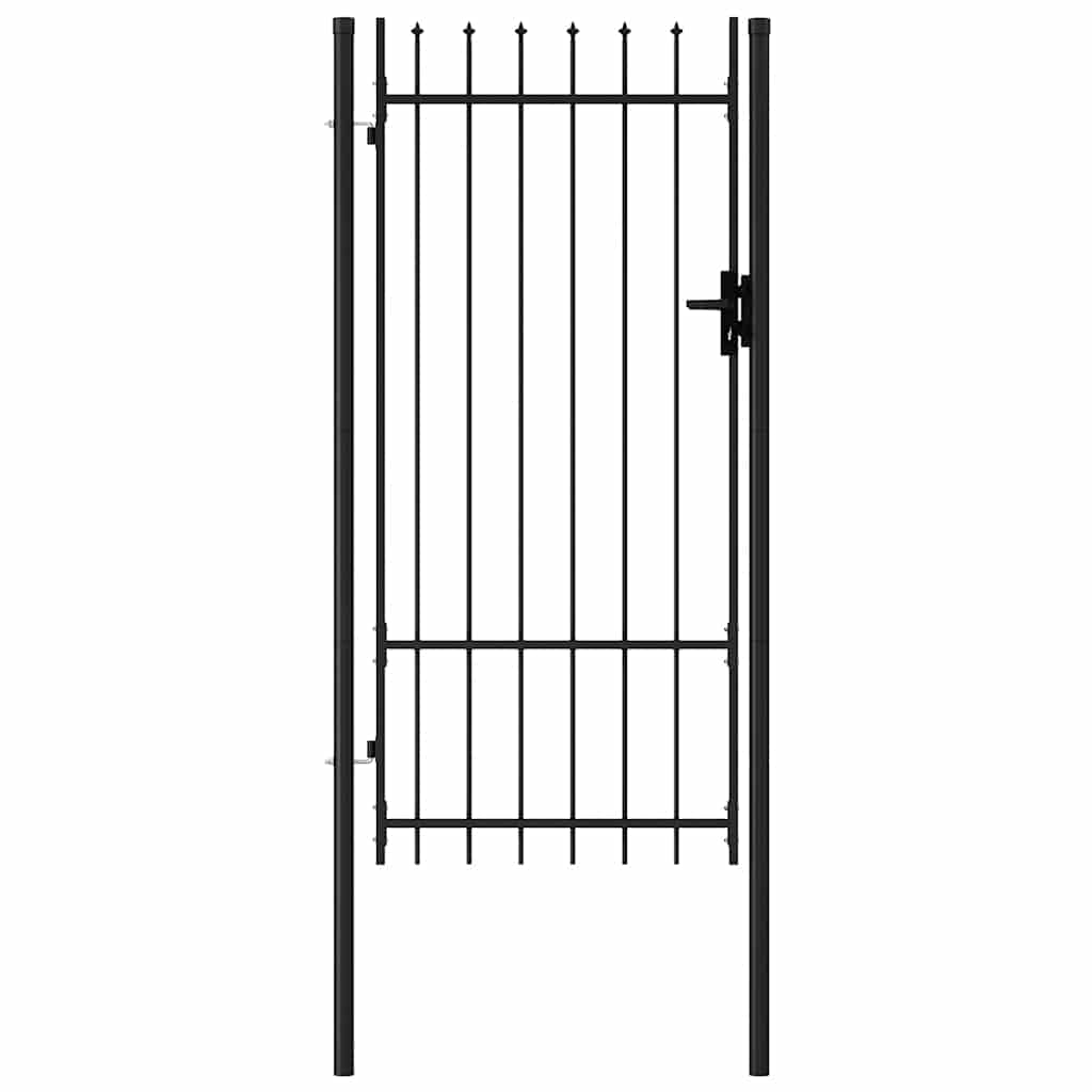 Cancello per recinzione BOXTEL porta singola con punta in acciaio 1x2 m Nero | homemem39