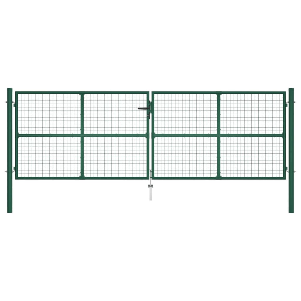 Cancello da Giardino a Rete in Acciaio 390x125 cm Verde - homemem39
