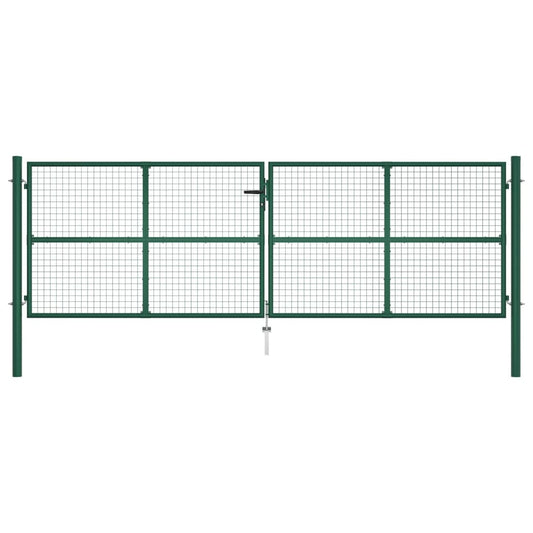 Cancello da Giardino a Rete in Acciaio 390x125 cm Verde - homemem39