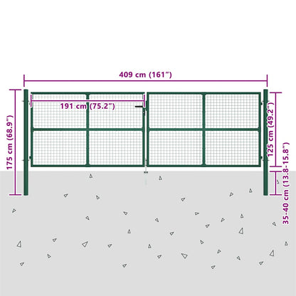 Cancello da Giardino in Rete di Acciaio 400x125 cm Verde | homemem39