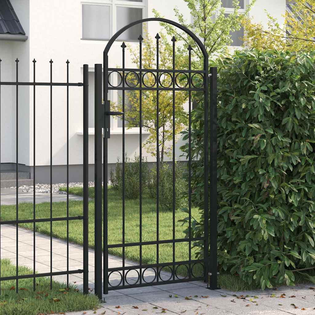 Cancello per recinzione ASSEN con parte superiore ad arco in acciaio 89x200 cm Nero | homemem39