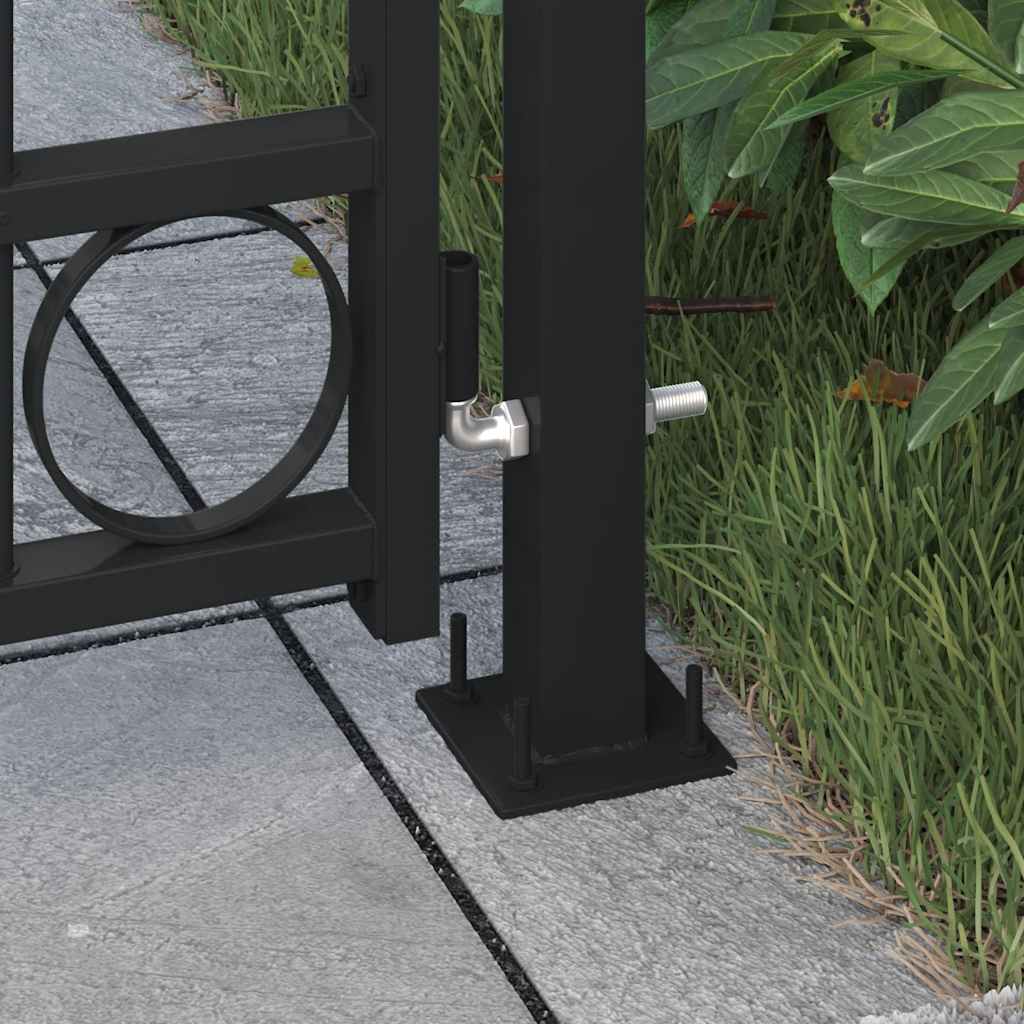 Cancello per Recinzione ad Arco con 2 Pali 105x204 cm Nero - homemem39