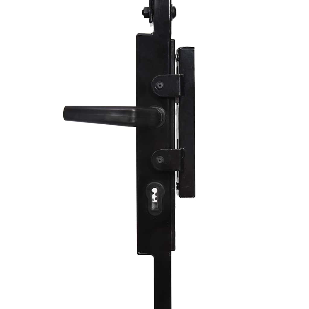 Cancello per recinzione ASSEN con parte superiore ad arco e 2 pali 105x170 cm Nero | homemem39