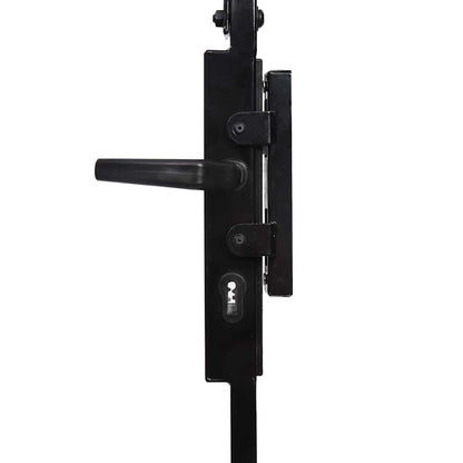 Cancello per recinzione ASSEN con parte superiore ad arco e 2 pali 105x170 cm Nero | homemem39