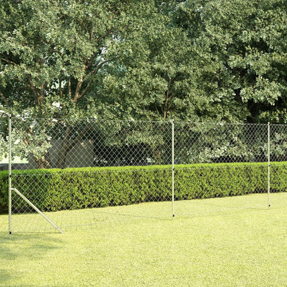 Mesh Fence with Galvanized Steel Posts 15x1.5 m Silver