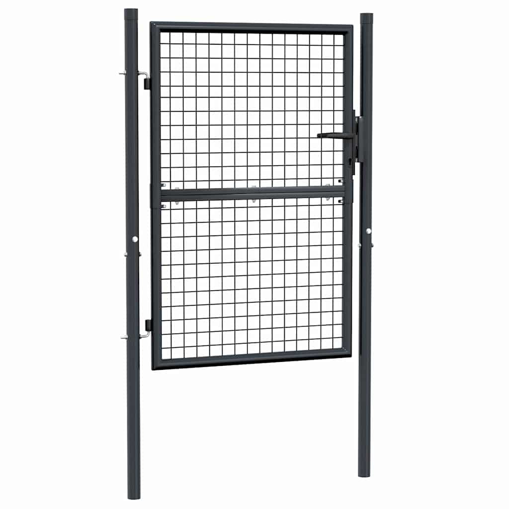 Cancello da Giardino in Rete di Acciaio Zincato 100x125 cm Grigio | homemem39