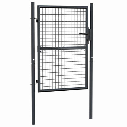 Cancello da Giardino in Rete di Acciaio Zincato 100x125 cm Grigio | homemem39