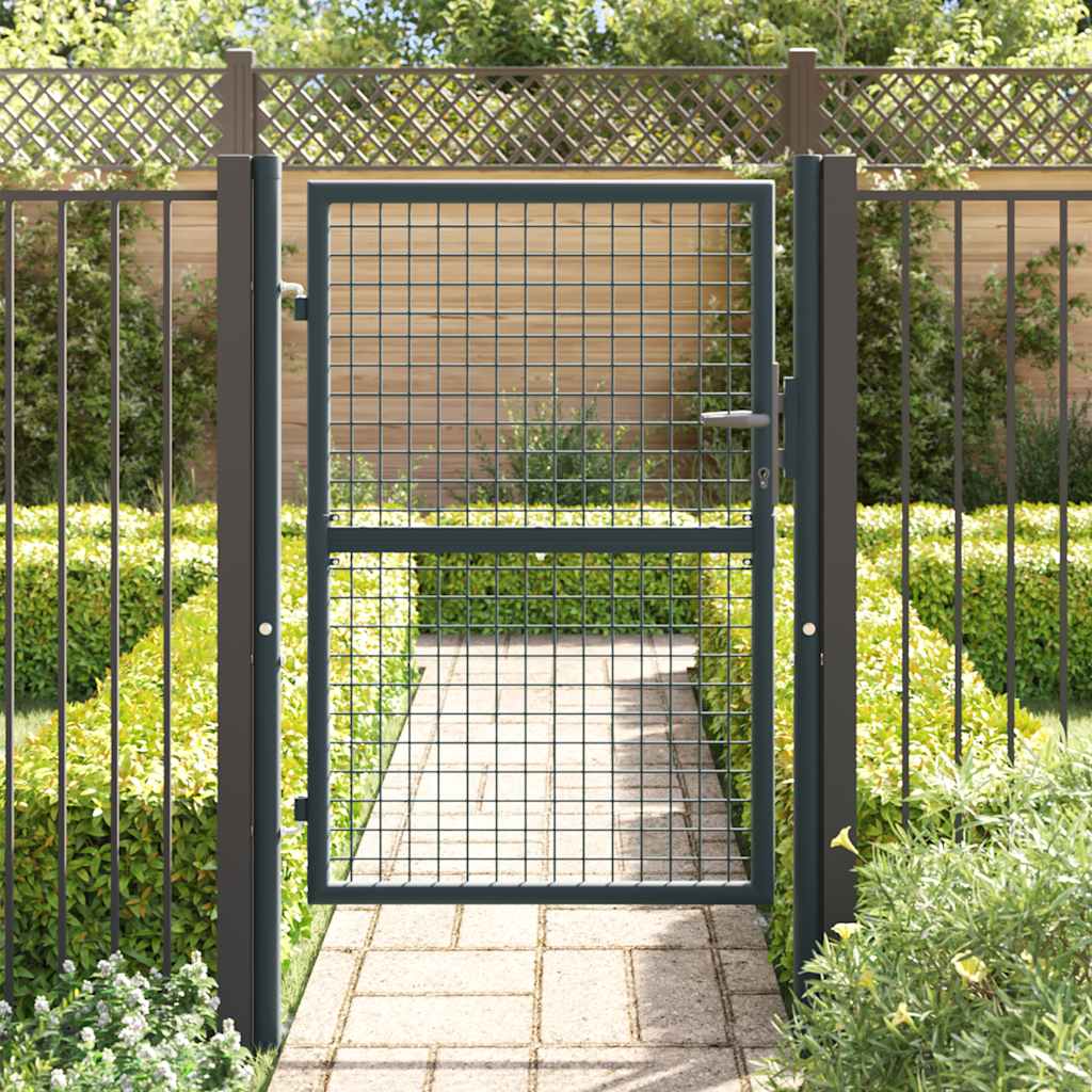 Cancello da Giardino in Rete di Acciaio Zincato 100x125 cm Grigio | homemem39
