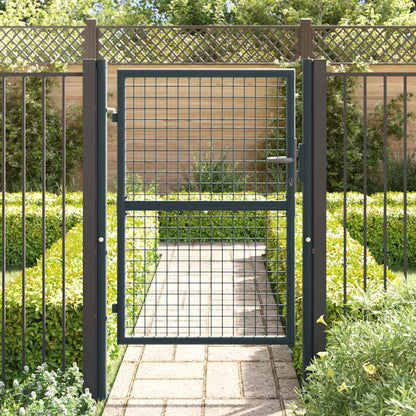 Cancello da Giardino in Rete di Acciaio Zincato 100x125 cm Grigio | homemem39