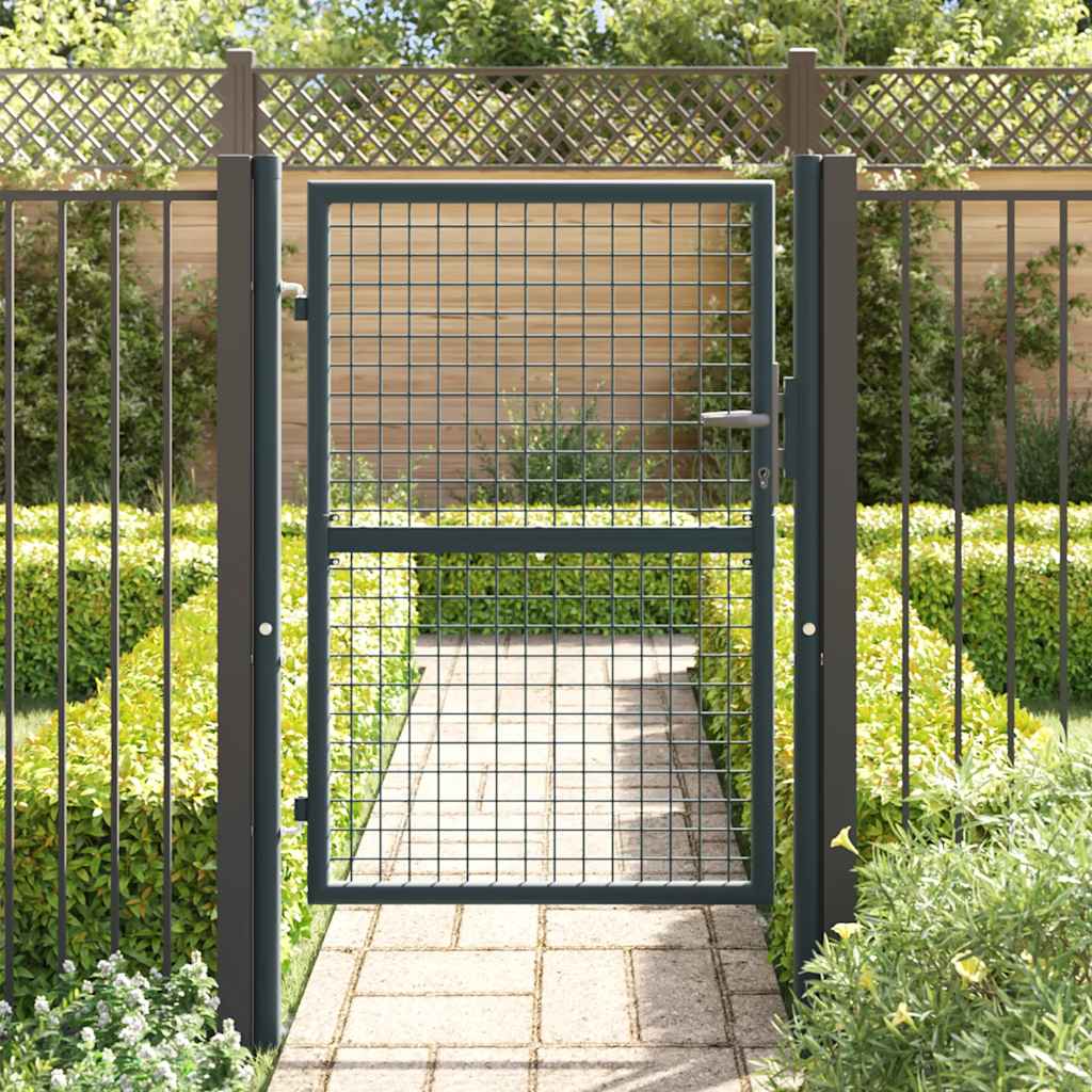 Cancello da giardino in rete di acciaio zincato 100x125 cm grigio - homemem39