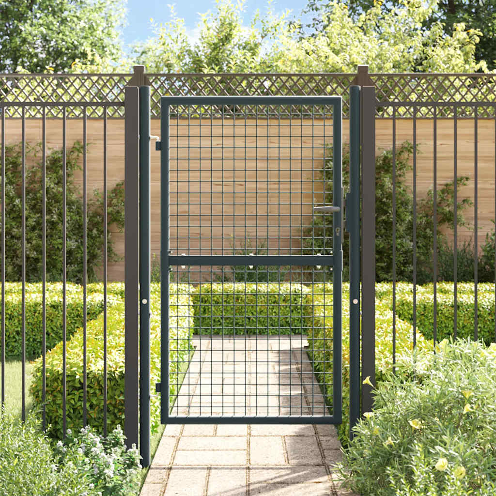 Cancello da Giardino in Rete di Acciaio Zincato 100x150 cm Grigio | homemem39