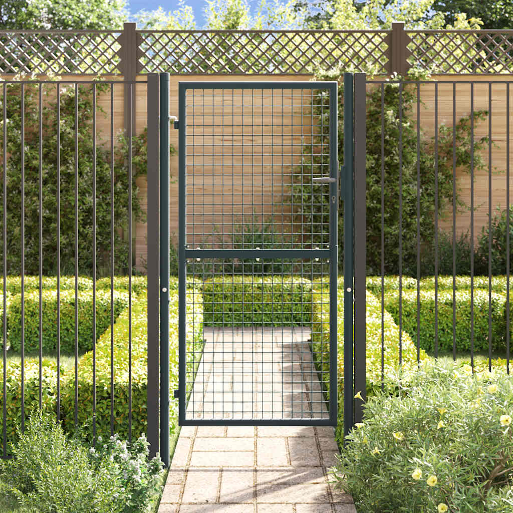 Cancello da Giardino in Rete di Acciaio Zincato 100x175 cm Grigio | homemem39