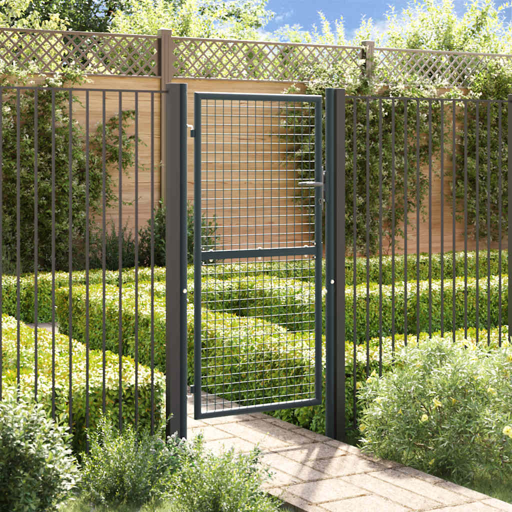 Cancello da giardino in rete di acciaio zincato 100x175 cm grigio - homemem39