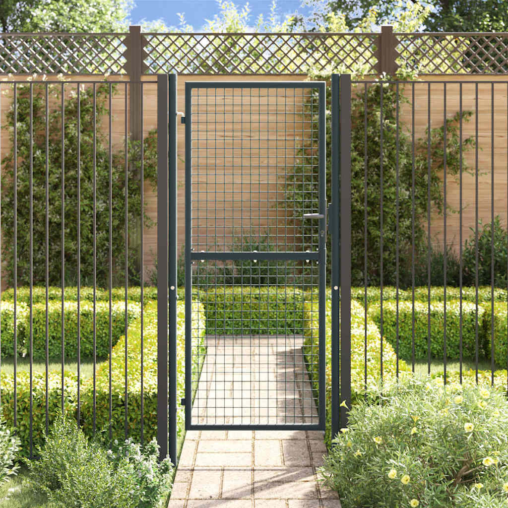 Cancello da giardino in rete di acciaio zincato 100x200 cm grigio - homemem39