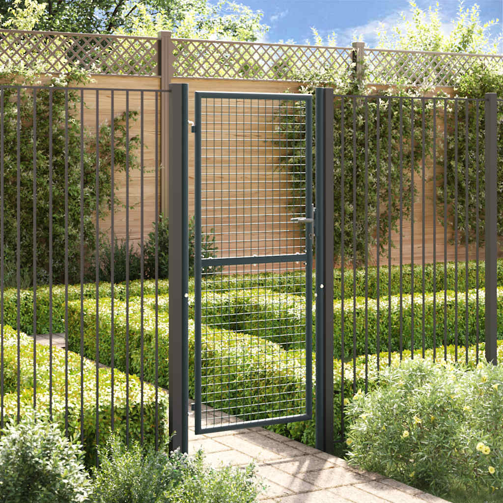 Cancello da giardino in rete di acciaio zincato 100x200 cm grigio - homemem39