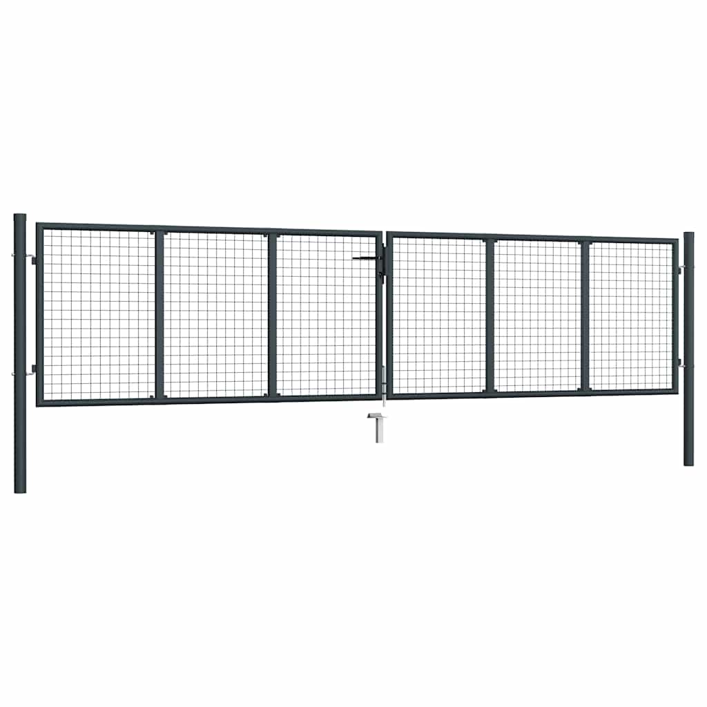 Cancello da Giardino in Rete di Acciaio Zincato 400x100 cm Grigio