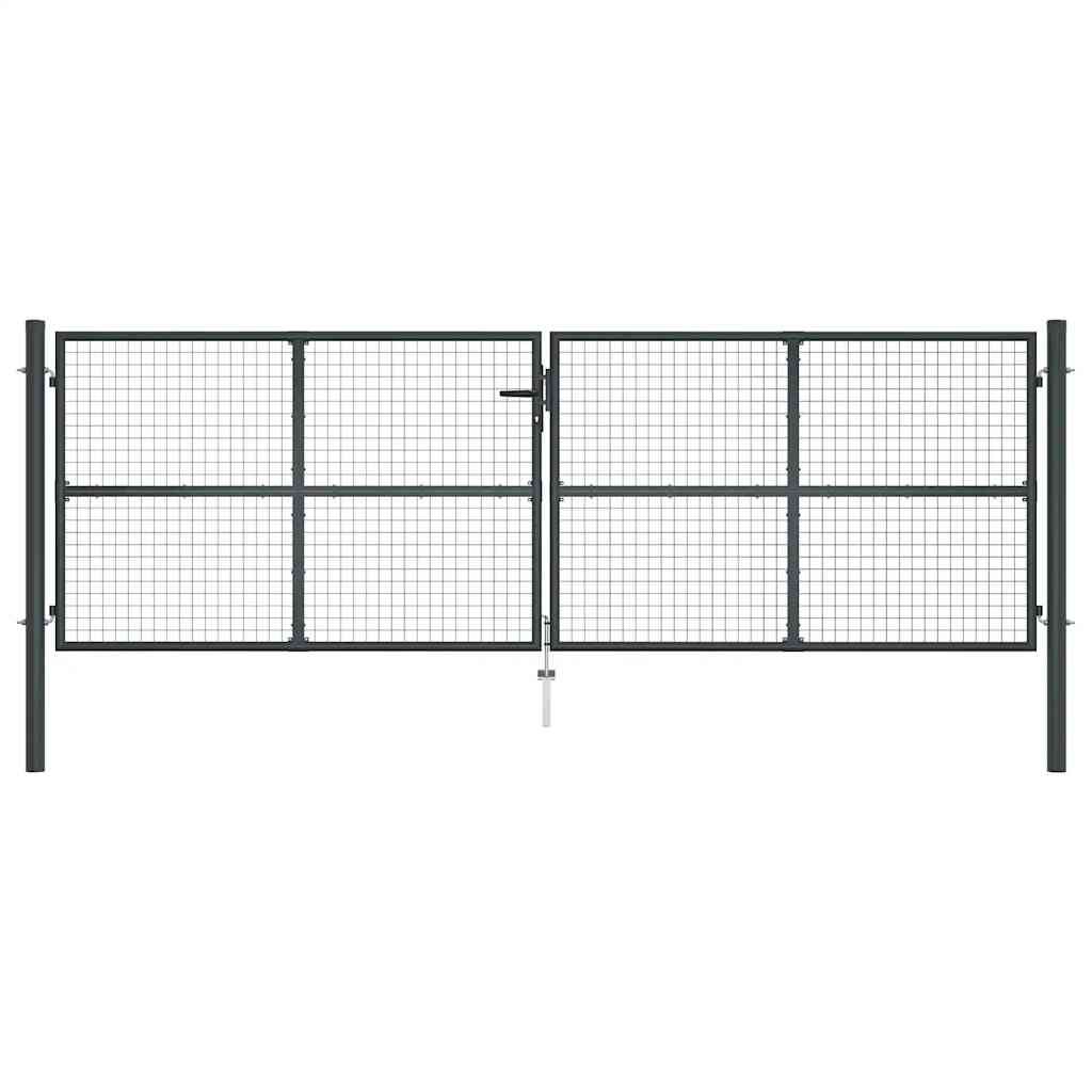 Cancello da Giardino in Rete di Acciaio Zincato 400x125 cm Grigio | homemem39