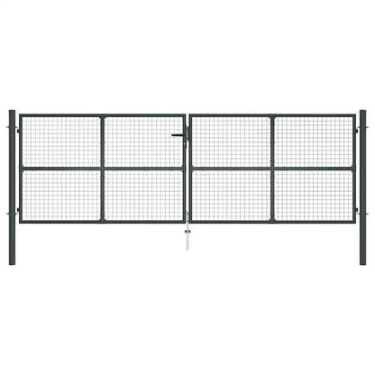 Cancello da Giardino in Rete di Acciaio Zincato 400x125 cm Grigio | homemem39