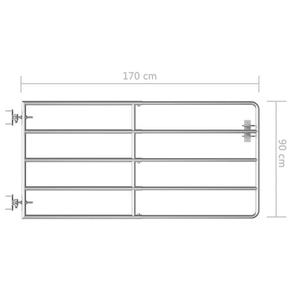 Cancello da Giardino in Acciaio 5 Sbarre (95-170)x90 cm Argento - homemem39