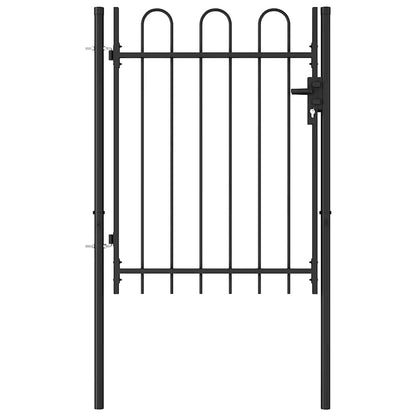 Cancello per recinzione BOXTEL porta singola con parte superiore ad arco in acciaio 1x1,2 m Nero | homemem39