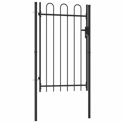 Cancello per recinzione BOXTEL porta singola con parte superiore ad arco in acciaio 1x1,5 m Nero | homemem39