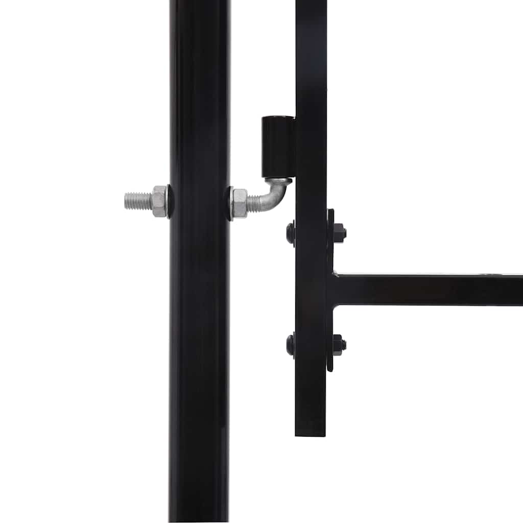 Cancello per recinzione BOXTEL porta singola con parte superiore ad arco in acciaio 1x1,5 m Nero | homemem39