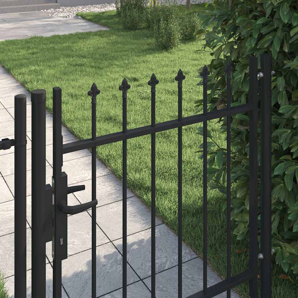 Cancello per recinzione BOXTEL porta singola con punta in acciaio 1x1 m Nero | homemem39