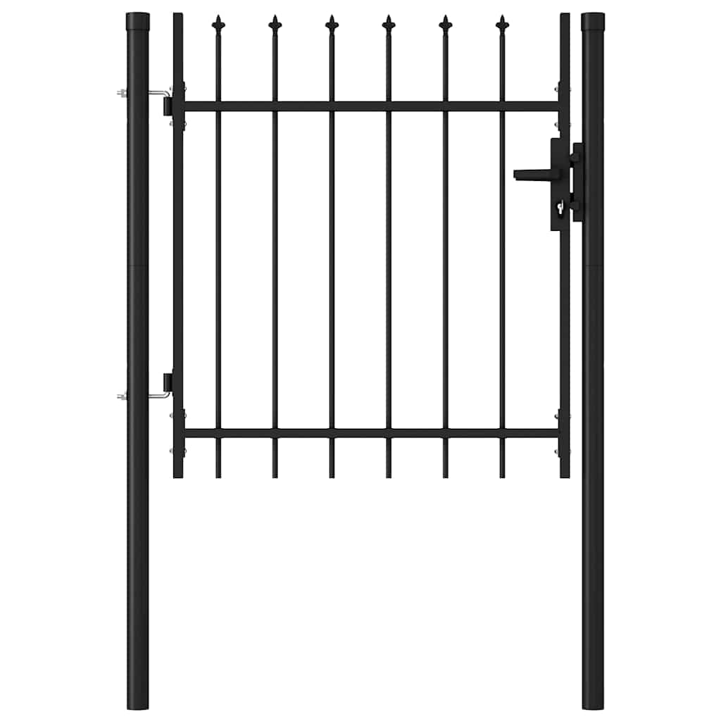 Cancello per recinzione BOXTEL porta singola con punta in acciaio 1x1 m Nero | homemem39