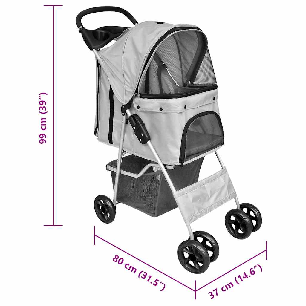 Passeggino per Cani/Gatti Pieghevole Grigio | homemem39