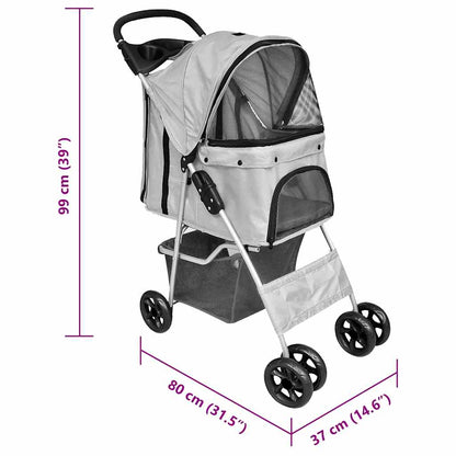 Passeggino per Cani/Gatti Pieghevole Grigio | homemem39