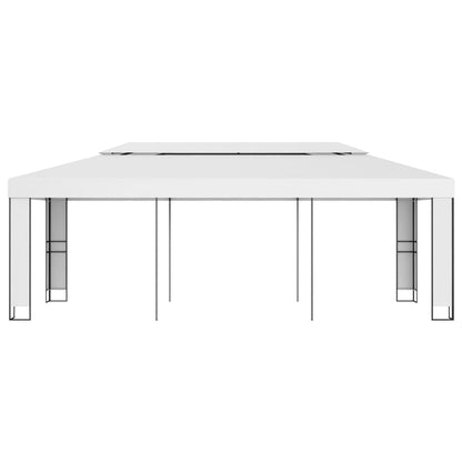 Gazebo con Tetto Doppio 3x6 m Bianco - homemem39