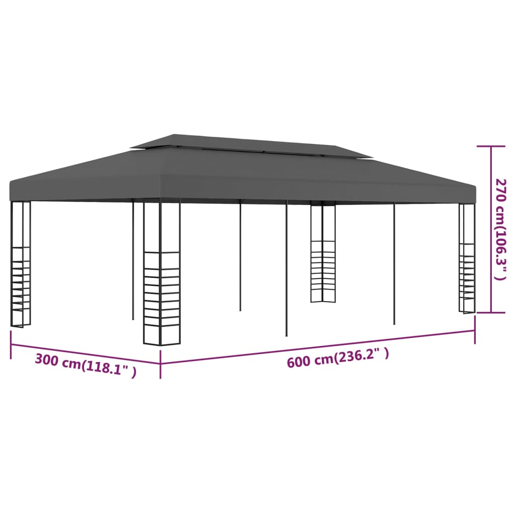 Tenda Gazebo 3x6 m Antracite - homemem39