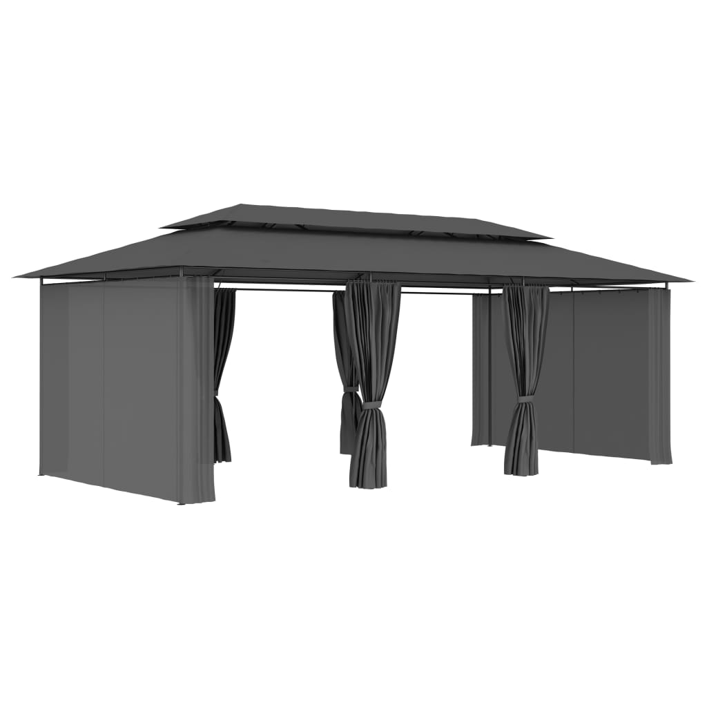 Gazebo con Tende 600x298x270 cm Antracite - homemem39