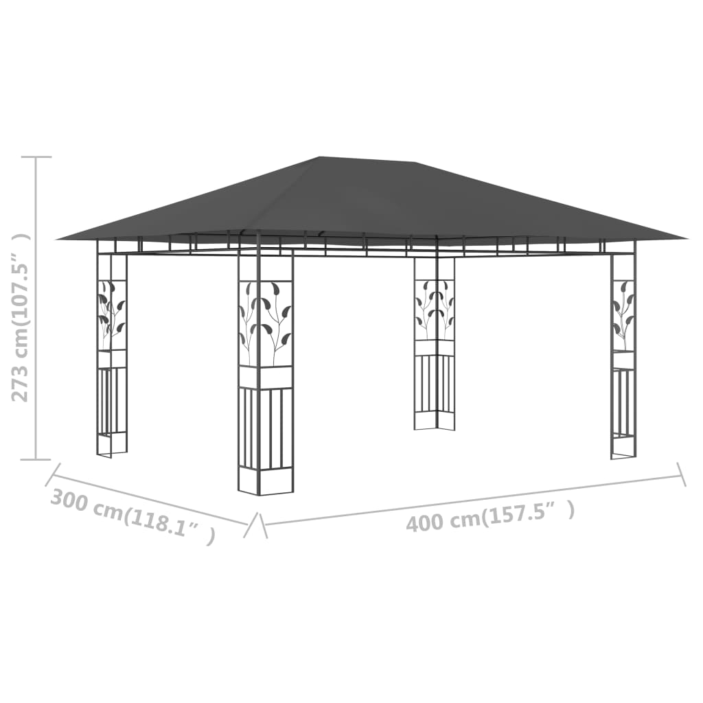 Gazebo con Zanzariera 4x3x2,73 m Antracite 180 g/m² - homemem39