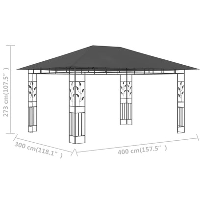 Gazebo con Zanzariera 4x3x2,73 m Antracite 180 g/m² - homemem39