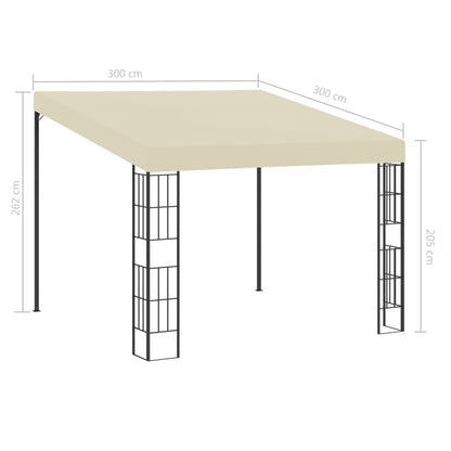 Gazebo a Parete 3x3 m Crema in Tessuto