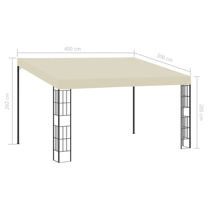 Gazebo a Parete 3x4 m Crema in Tessuto | homemem39