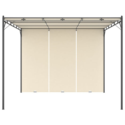 Gazebo da Giardino con Tenda Laterale 3x3x2,25m Crema | homemem39