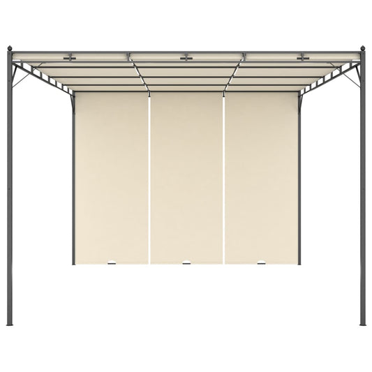 Gazebo da Giardino con Tenda Laterale 4x3x2,25 m Crema | homemem39