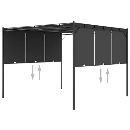 Gazebo da Giardino con Tenda Laterale 3x3x2,25 m Antracite | homemem39