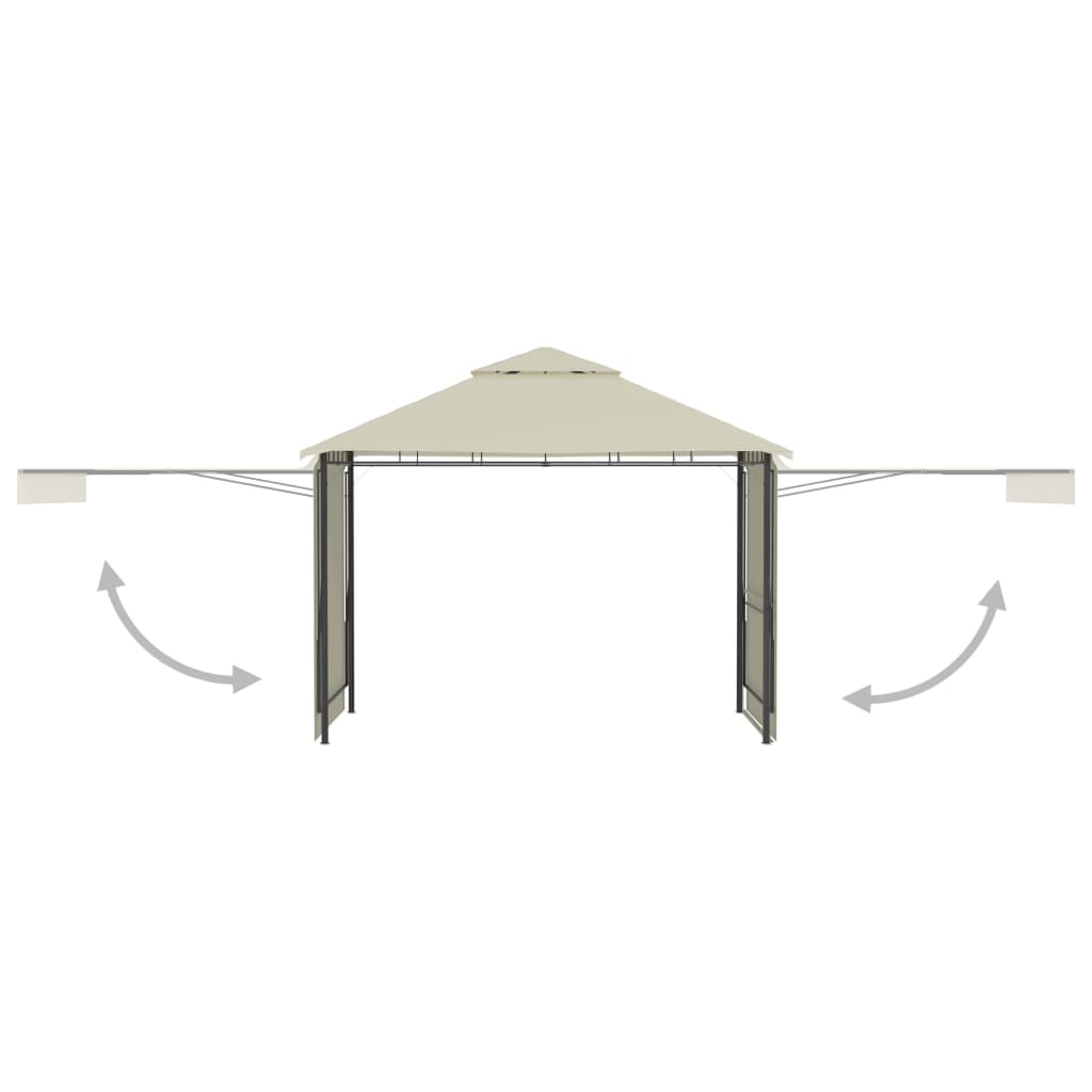 Gazebo con Tetto Doppio Estendibile 3x3x2,75 m Crema 180 g/m² | homemem39