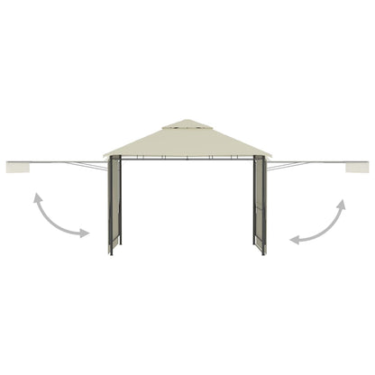 Gazebo con Tetto Doppio Estendibile 3x3x2,75 m Crema 180 g/m²